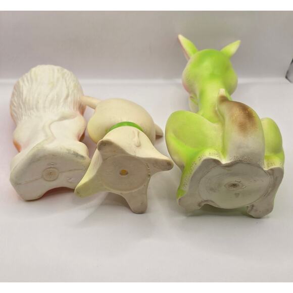 Vintage Rubber Squeak Toy Lot – Lion, Cow & Kangaroo with Joey - Picture 5 of 8